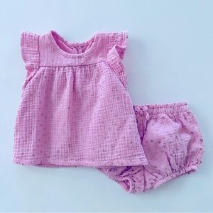 Baby Girl 0-3 Months Pink Top Shorts Set Outfit